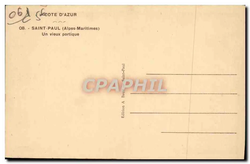 Saint-Paul (Alpes-Maritimes) — Ein altes Portikus — Edition A Saint-Paul - Rückseite