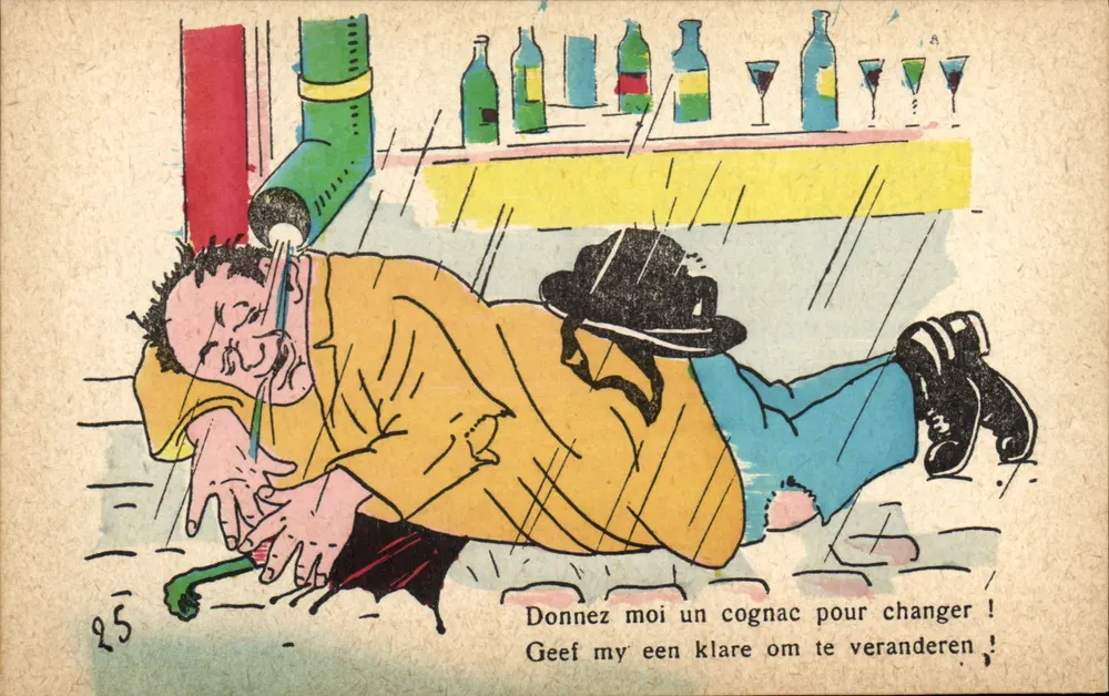 Homem bêbado sob a chuva — pede um conhaque — n° 25 - Frente