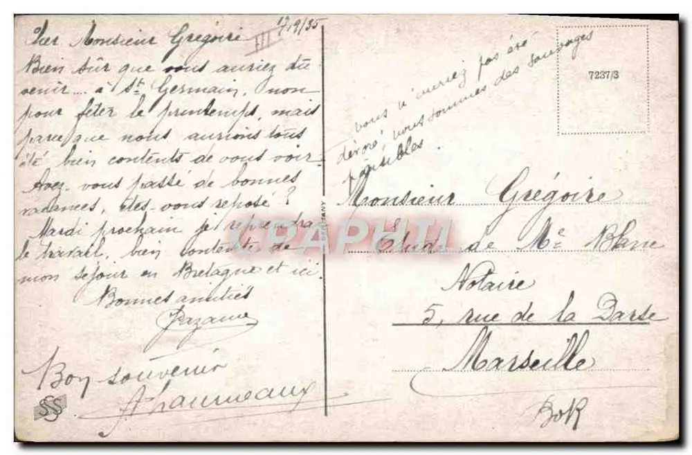 Criança tocando trombeta com pássaros — John Wills — n°7237/3 - Verso
