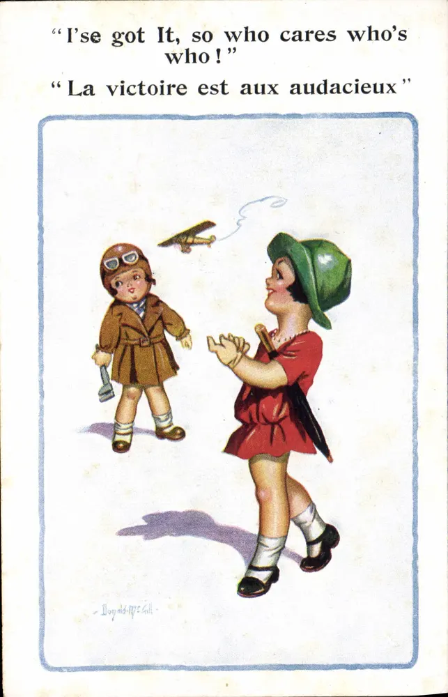 Zwei Kinder mit Flugzeug — Donald McCall — Comique Series, Florence House, Barnes, London, S.W. - Vorderseite