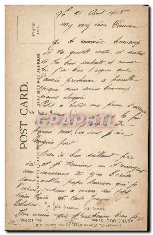 Sailor and Woman — 'Why aren't you in the Army?' — Dawson Wood, No. 1592 - Verso