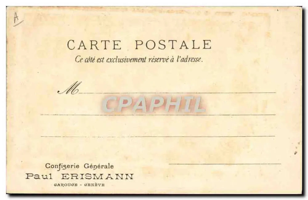 Vögel auf blühender Zweig — Confiserie Générale Paul ERISMANN, GAROUGE - GENÈVE - Rückseite