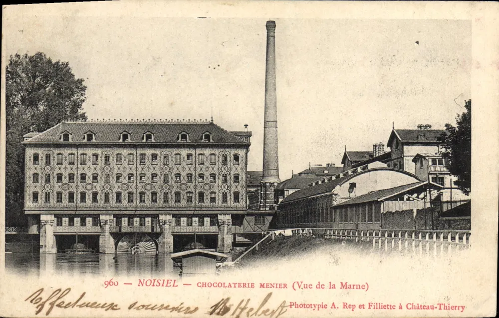 Noisiel — Schokoladenfabrik Menier (Ansicht der Marne) — Phototypie A. Rep et Filliette in Château-Thierry - Vorderseite