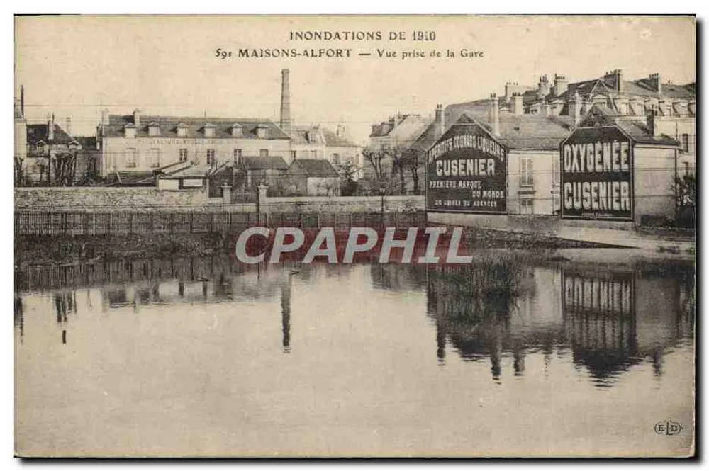 Überschwemmungen von 1910 — Aufnahme vom Bahnhof — Maisons-Alfort - Vorderseite