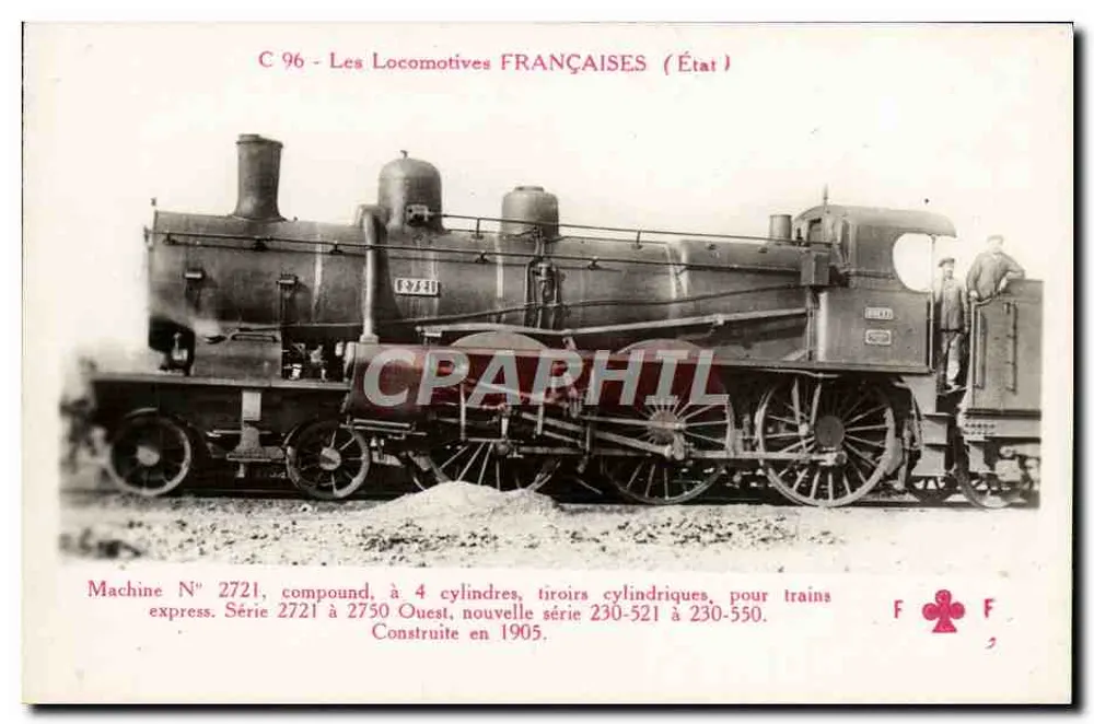 Locomotiva francesa n° 2721 — Série 2721 a 2750 Oeste — editor F. Fleury, Paris - Frente