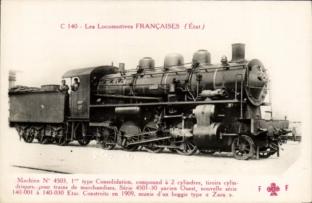 Locomotiva francesa n° 4503 — Série 4501-30 — Estado — Editor F. F. Paris - Frente