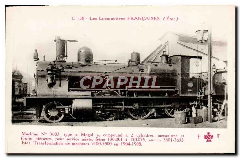 Locomotiva Mogul n° 3603 — Série 130.001 a 130.035 — Editor F. F. Paris - Frente
