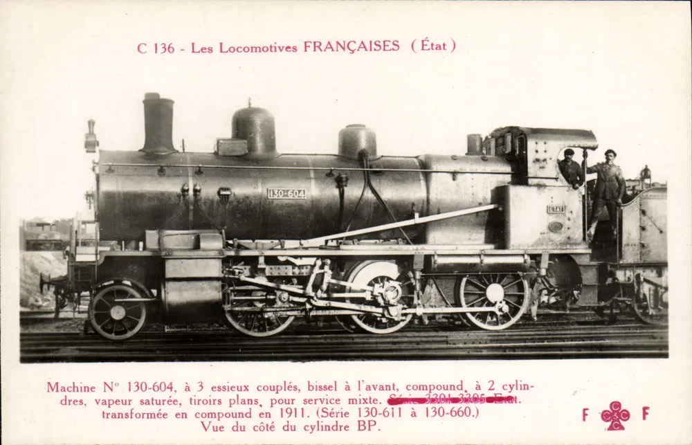 Locomotiva 130-604 — Série 130-611 a 130-660 — Estado - Frente