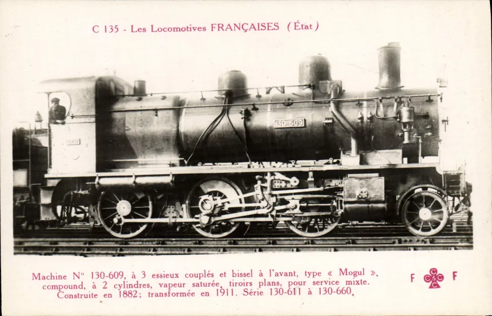 Locomotiva francesa Mogul — N° 130-609 — Editor F. Flutury, Paris - Frente