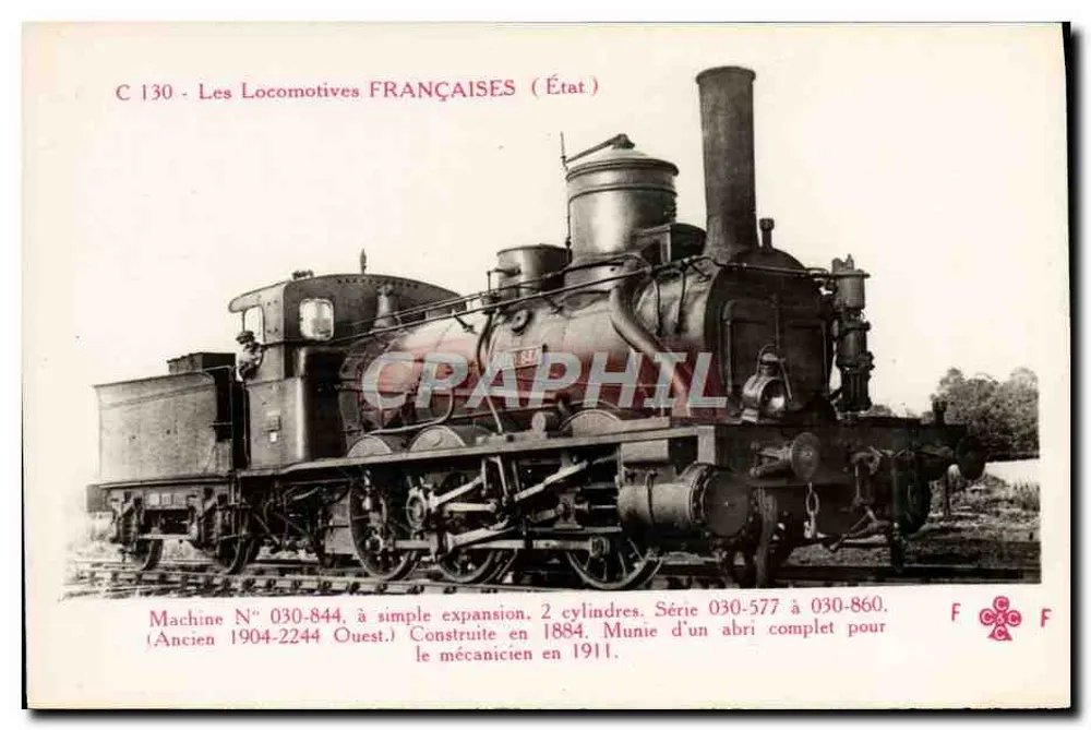 Locomotiva francesa N° 030-844 — Série 030-577 a 030-860 — Editor F. Fleury, Paris - Frente