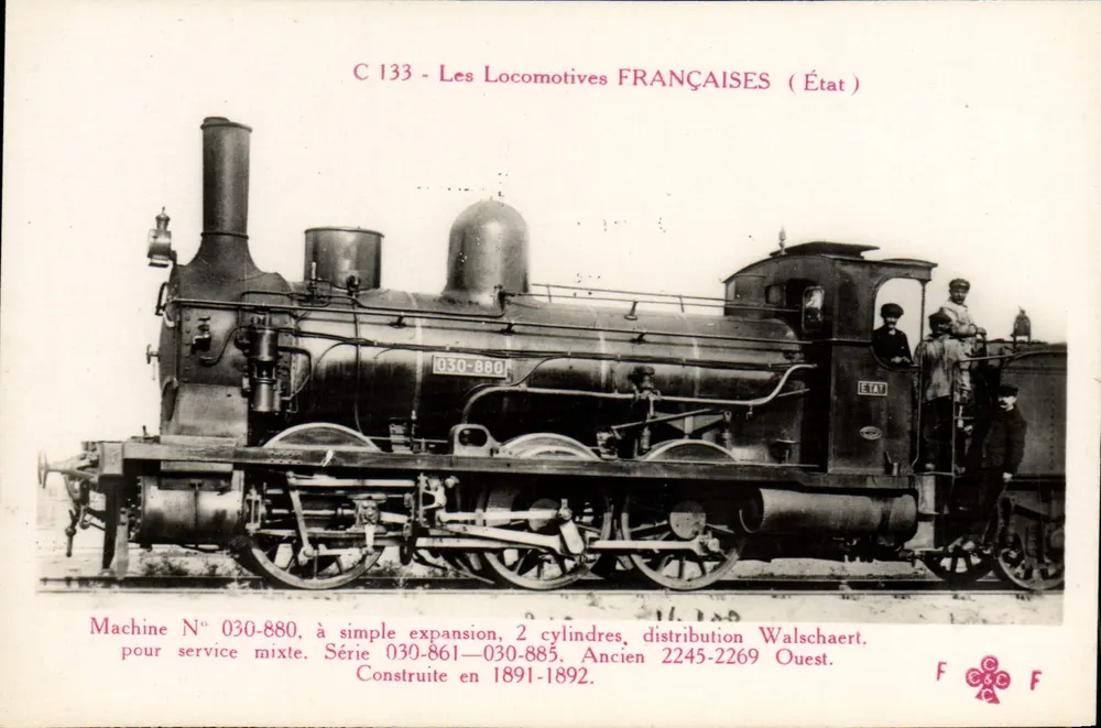 Franse locomotief n° 030-880 — Serie 030-885 — Uitgever F. Fleury, Parijs - Voorkant
