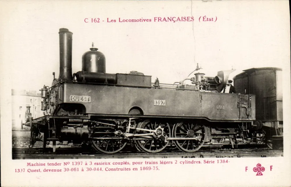 Máquina tender N° 1397 — As Locomotivas FRANÇAISES (Estado) — Editor F. F. - Frente