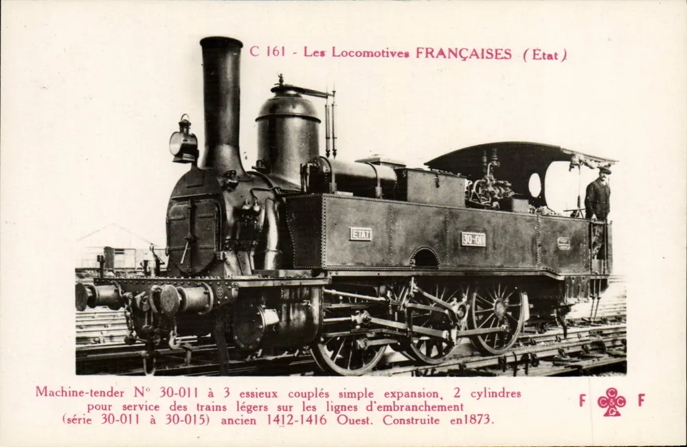 Machine-tender N° 30-011 — Locomotivas Francesas (Estado) — Editor F. F. Paris - Frente