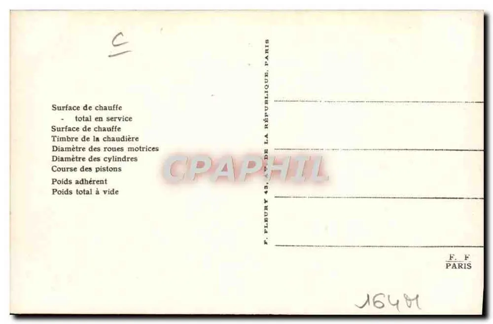 Máquina-tender N° 21-626 — Série 21.601 a 21.640 — Estado - Verso