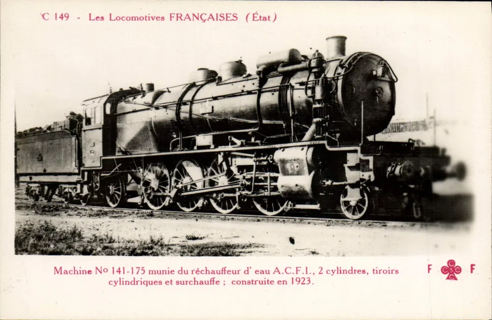 Locomotive française — Machine No 141-175 — État - Recto