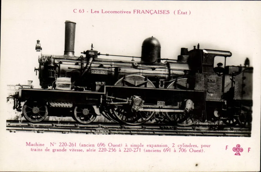 Locomotiva francesa n° 220-261 — série 220-256 a 220-271 — editor P. Fleury, Paris - Frente