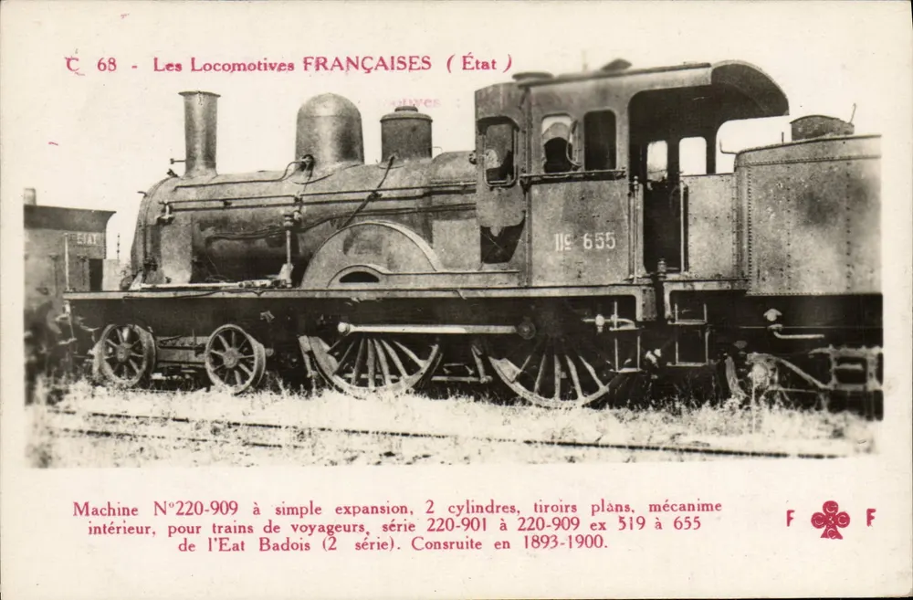 Locomotiva francesa N°655 — série 220-909 — Estado - Frente
