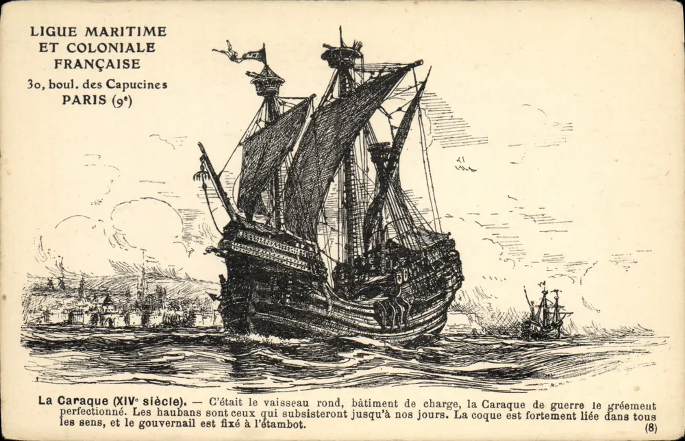 Caraque (século XIV) — Ligue Maritime et Coloniale Française, Paris (9e) - Frente