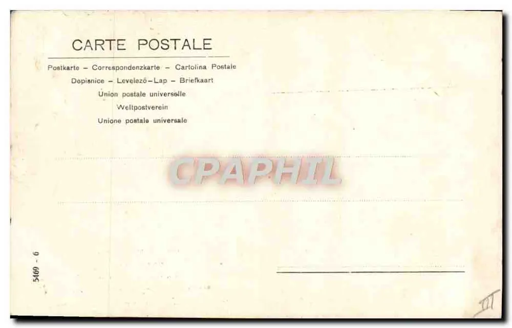 Mulher em vestido branco sentada em um sofá — cena interior — editor Union postale universale, n° 5460-6 - Verso