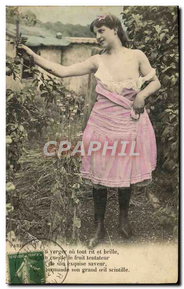 Junge Frau in einem Obstgarten — Paris — M. F. Paris - Vorderseite
