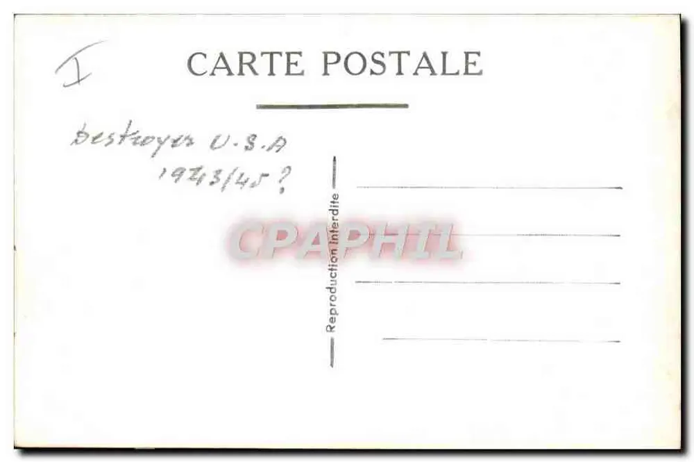 Destroyer USA — 1943/45 ? — Cartolina d'epoca - Verso