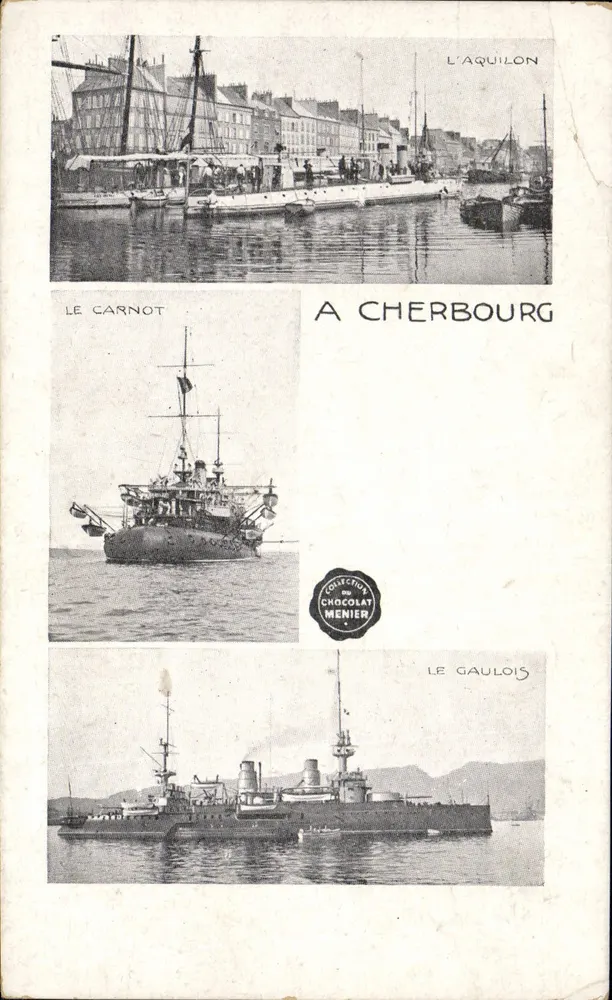 Cherbourg — Hafen und drei Schiffe — Sammlung Chocolat Menier - Vorderseite