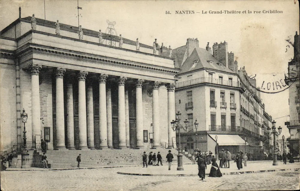 NANTES — Das Grand-Théâtre und die Rue Crébillon — Verlag nicht identifiziert, n° 54 - Vorderseite
