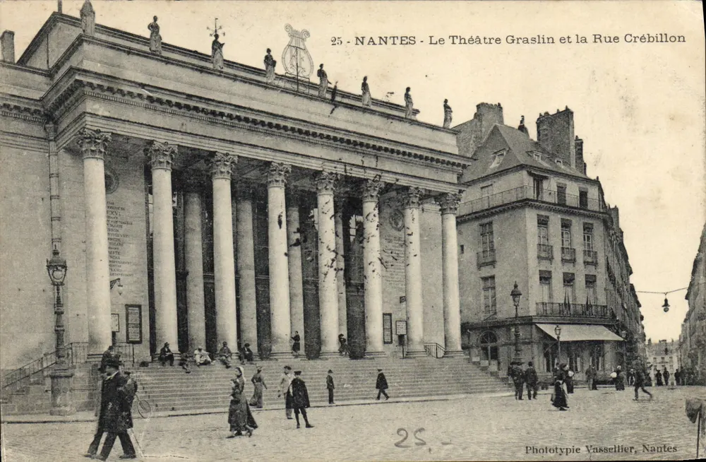 NANTES - Das Graslin-Theater und die Rue Crébillon — Phototypie Vassellier, Nantes, n°25 - Vorderseite