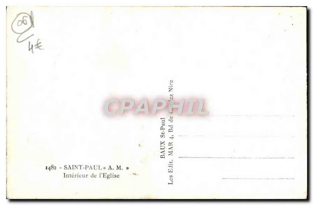 Interior da Igreja de São Paulo — Baux-de-Provence — editor A. M. n° 1482 - Verso