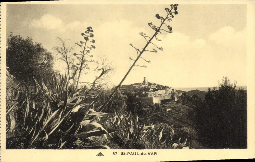 St-PAUL-du-VAR — vista panorâmica com agave em primeiro plano — editor Almayrac, n° 37 - Frente