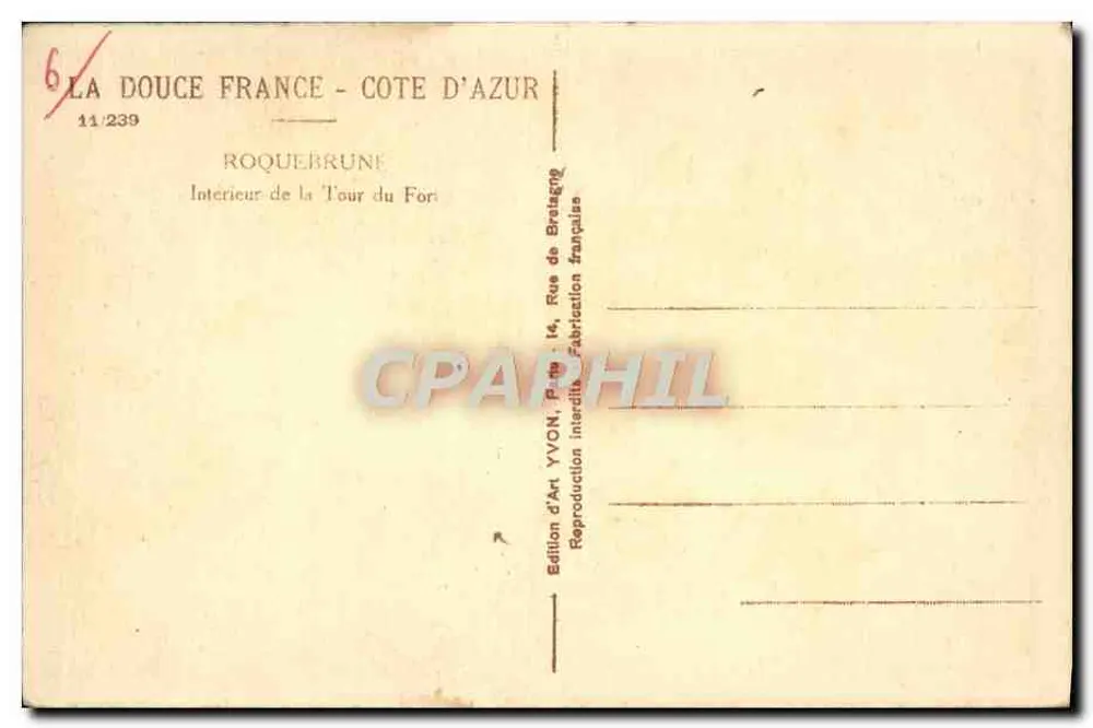 Roquebrune — Innenraum der Festungsturm — Édition d'Art YVON, Frankreich - Rückseite