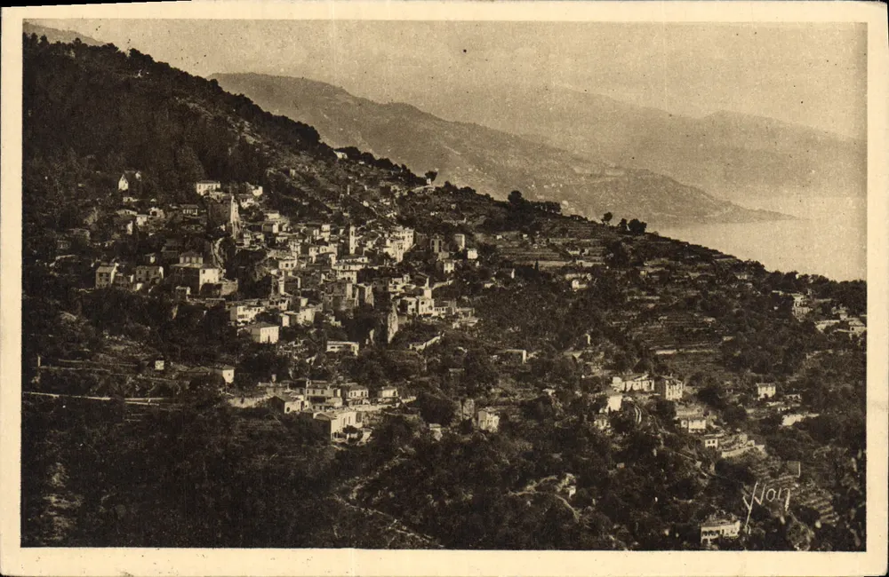Roquebrune-Cap-Martin — Ansicht des Dorfes von der Grande Corniche — Art Edition YVON, Ploumagoët - Vorderseite