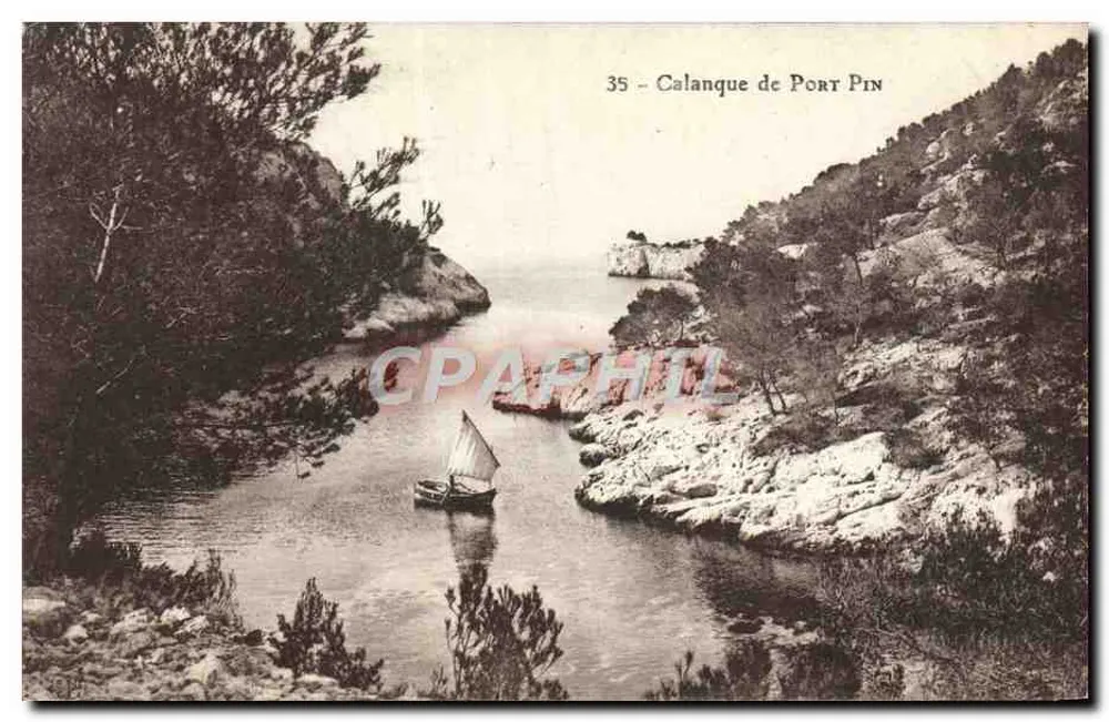 Kalanka Port Pin — widok z jachtem — wydawca nieznany, nr 35 - Awers