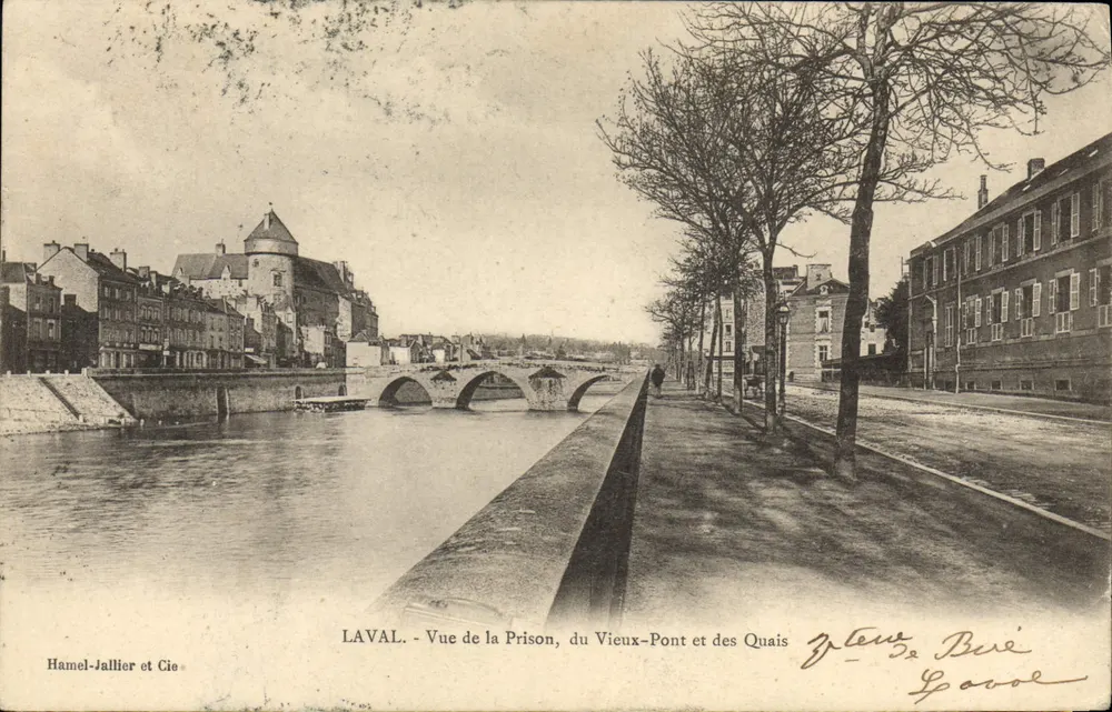 Das Tal — Blick auf das Gefängnis, die Alte Brücke und die Ufer — Hamel-Jallier et Cie - Vorderseite