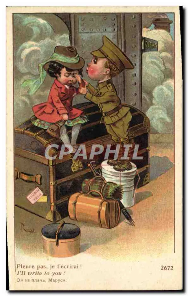 Soldado e menina no depósito — cena emocionante — L. Lapida, n° 2672 - Frente