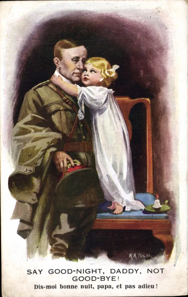 Soldat und Kind — 'Sag gute Nacht, Papa, und nicht Lebewohl!' — Inter-Art Co. British Manufacture, Serie 'N.A.', Nr. 1096 - Vorderseite