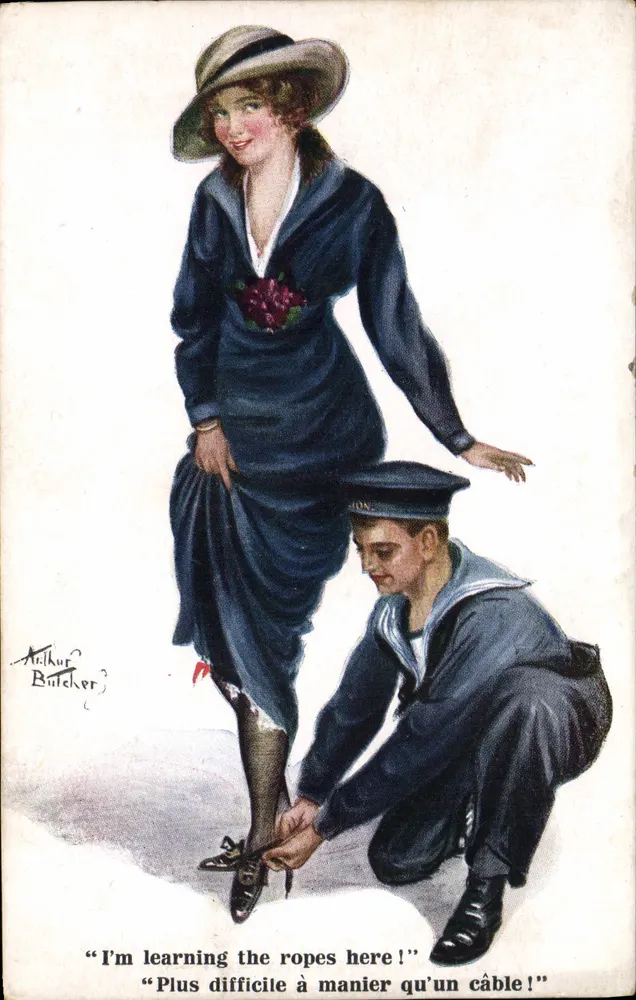 Frau und Matrose — humorvolle Szene — Inter-Art Co. Red Lion Square, London, W.C. — Serie B - Vorderseite