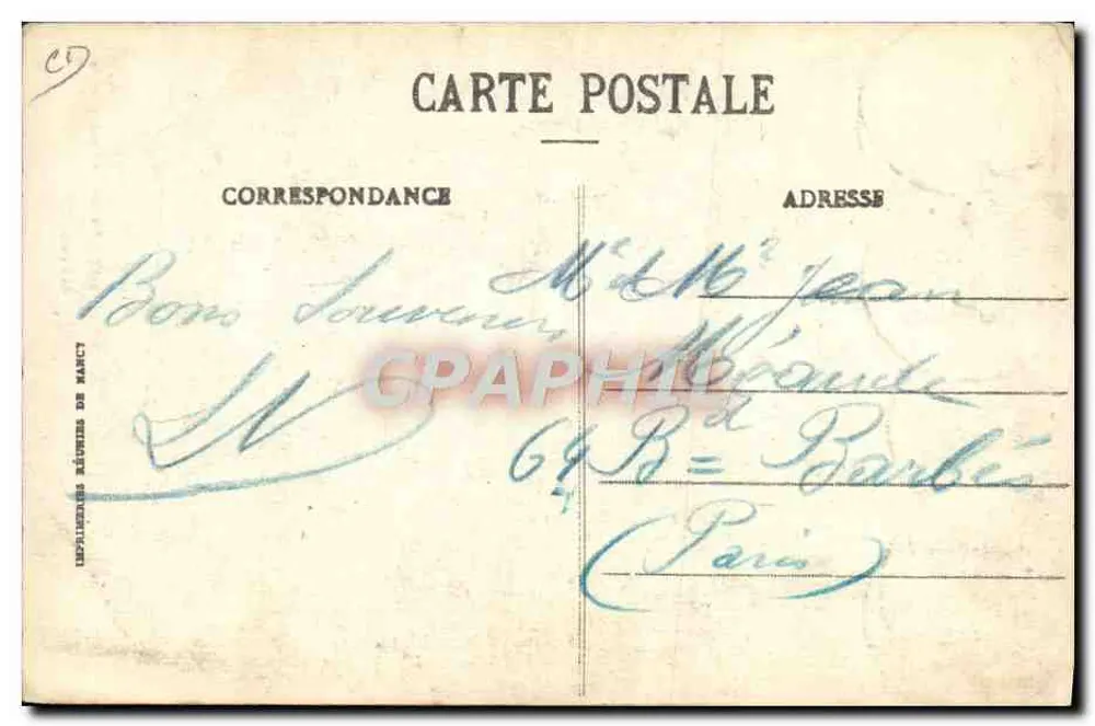 Homem com chapéu na campina — Coleção H. Laurent, Port-Louis — 3 selos 5c República Francesa - Verso