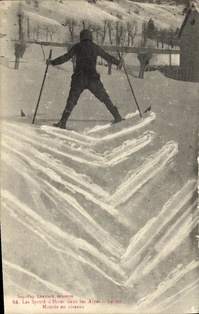 Skifahren im Winter in den Alpen — Das Skiturn — Imp. Pap. Chautard, Briançon - Vorderseite