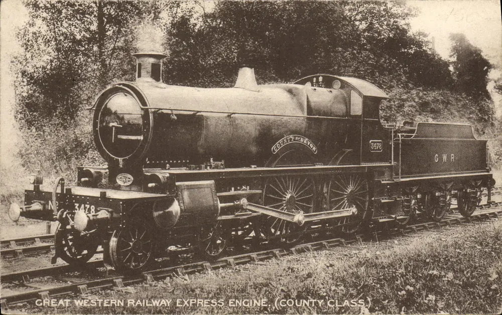 Locomotiva GWR 3478 County of Dorset — Great Western Railway Express Engine (County Class) — Série G.W. 4 - Frente