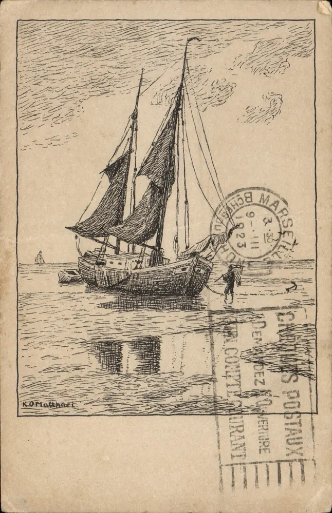 Embarcação a vela — Marselha — editor Fritz Heyder, Berlim - Frente