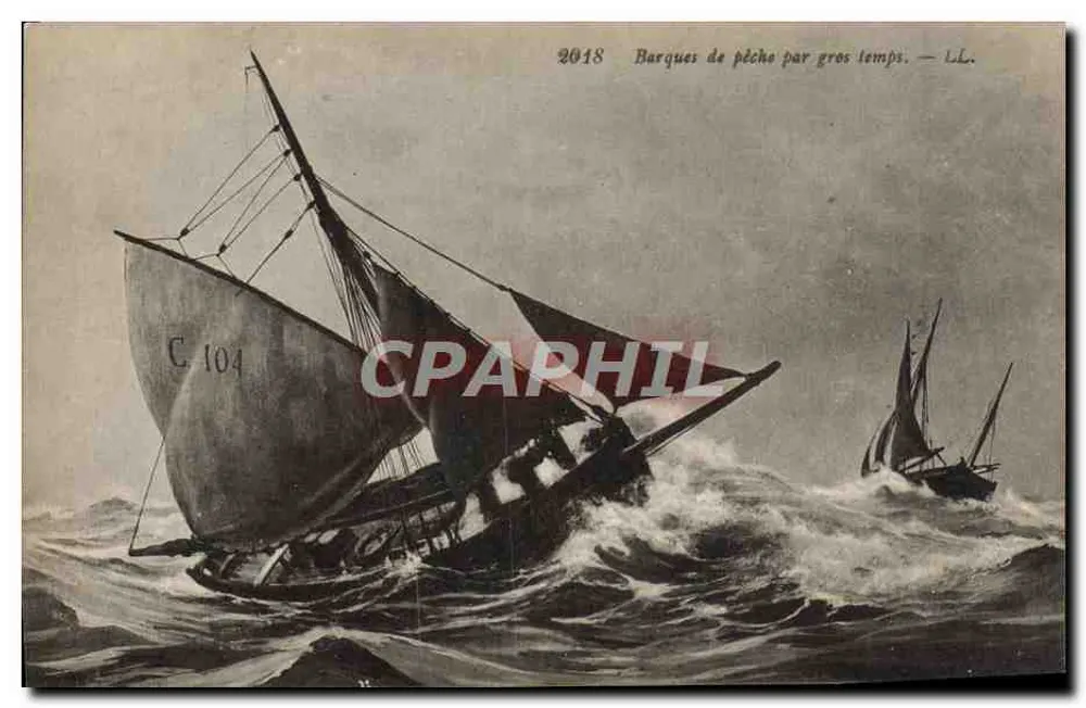 Fischboote bei stürmischem Wetter — L.L. — C. 104 — n° 2018 - Vorderseite