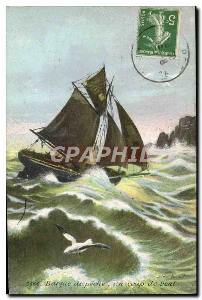 Fischboot; Ein Windstoß — L.V. & Cie, n° 3565 - Vorderseite