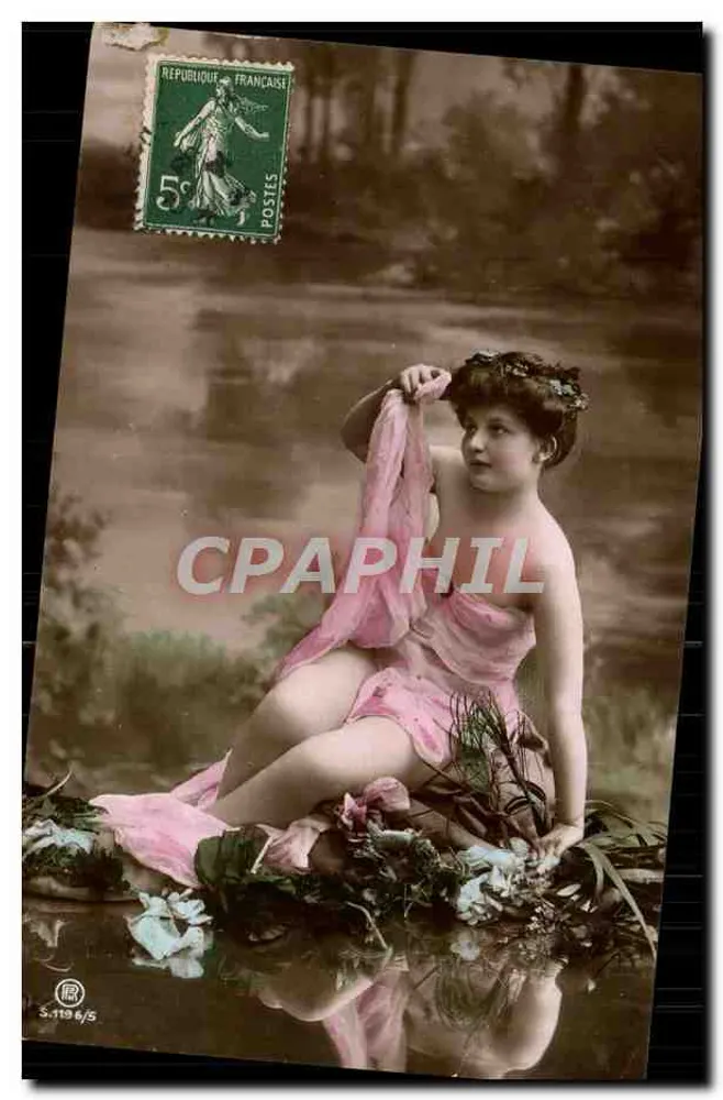 Junge Frau in rosa Kleid — Garten-Szene — S.1196/5 - Vorderseite