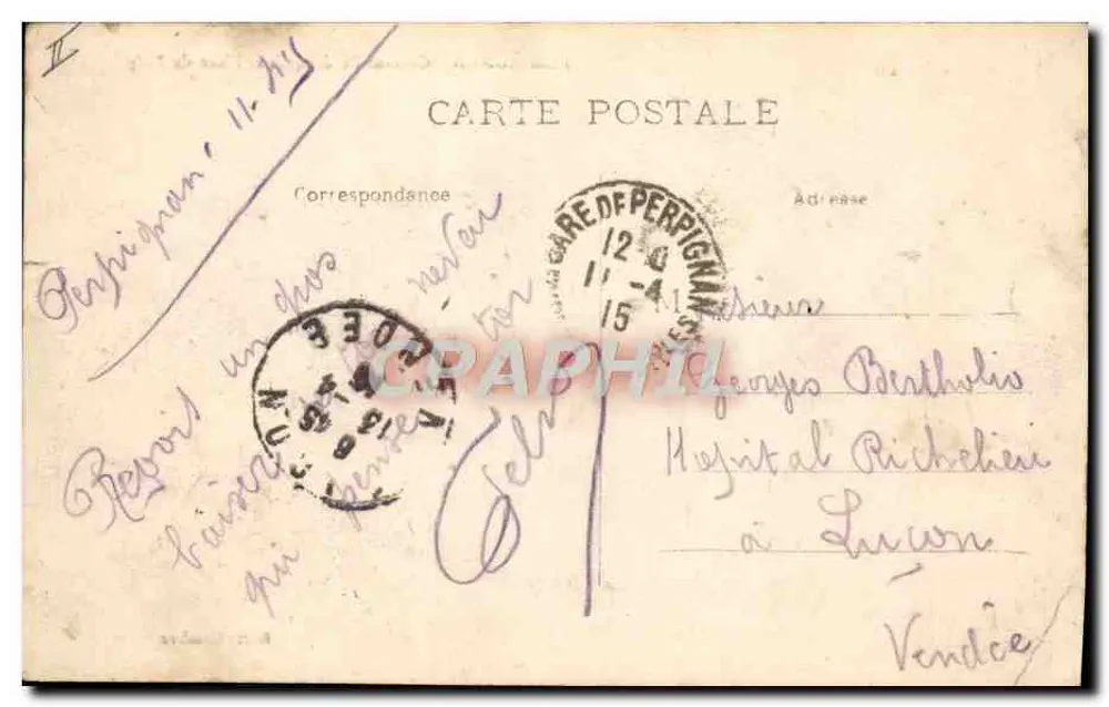 Perpignan - Caserne St-Jacques et Place du Puig — Éditeur Coudere - Rückseite