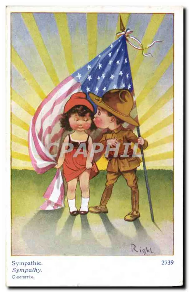 Criança e soldado americano — Defesa da América — Right, n° 2739 - Frente