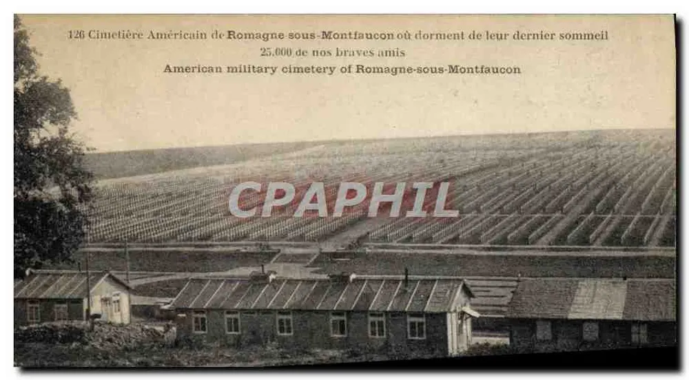 Amerikanischer Friedhof in Romagne-sous-Montfaucon — 25.000 unserer tapferen Freunde — unbekannter Verleger, Nr. 126 - Vorderseite