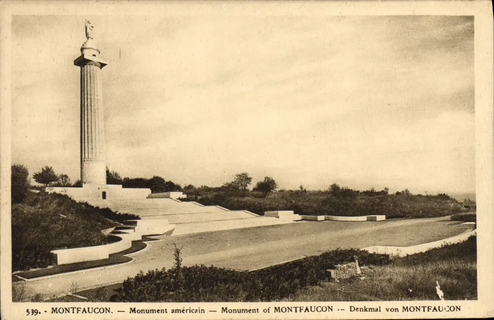 Montfaucon — Monumento Americano — editor desconhecido, n° de série 539 - Frente