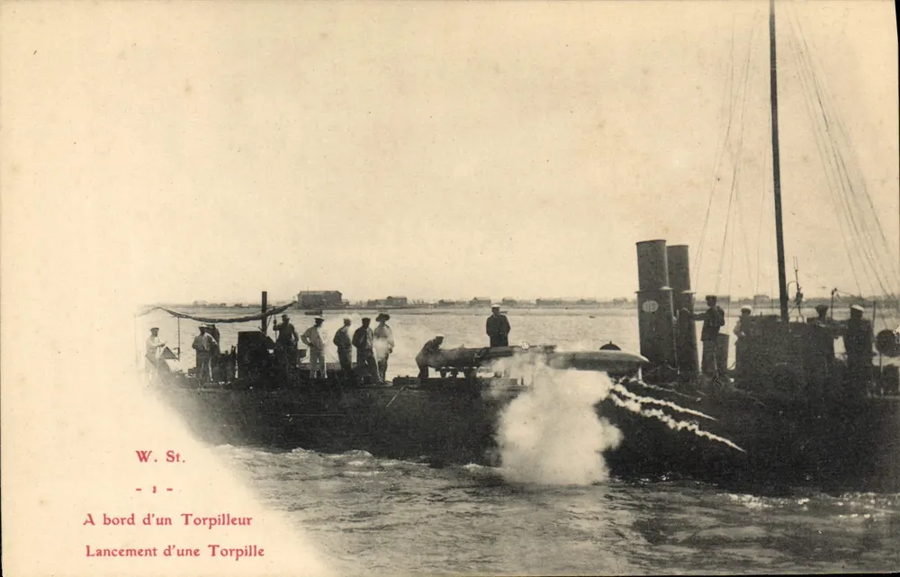 Start einer Torpedowaffe — An Bord eines Torpedoboots — W. St. -1- - Vorderseite