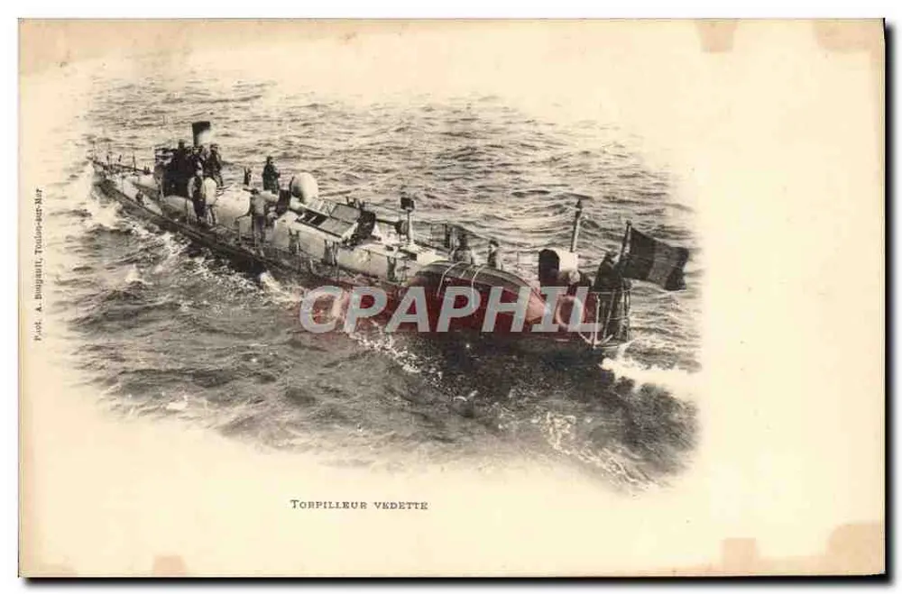 Torpilleur vedette — Navio militar — Fot. A. Bogaault, Toulouse-est-Ner - Frente